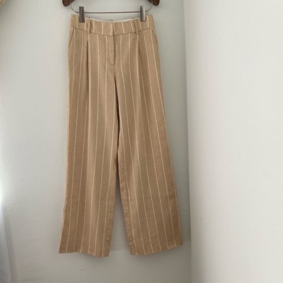 Sezane Rodriguo Linen Trouser Pleated Wide Leg Pants Tan Cream EU 34 US 4 - Picture 3 of 17